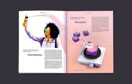 Illustrationen für das Magazin des Paul Scherrer Instituts (PSI) | optische Linsen | Design Daniela Leitner