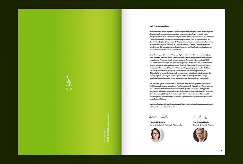 Wissensdurst / Das Magazin des Leibniz-WissenschaftsCampus Tübingen / Vorwort / Editorial Design, Art Direction, Infografik & Grafik: Daniela Leitner